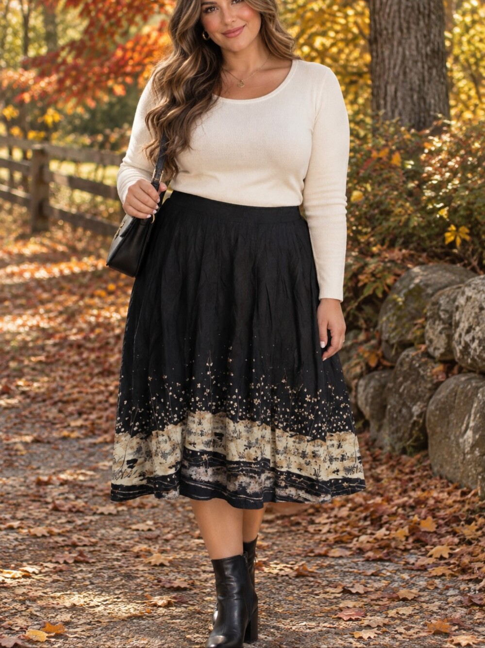Vintage Covington Midi Skirt 14 Pleated A-line Abstract Floral Deadstock